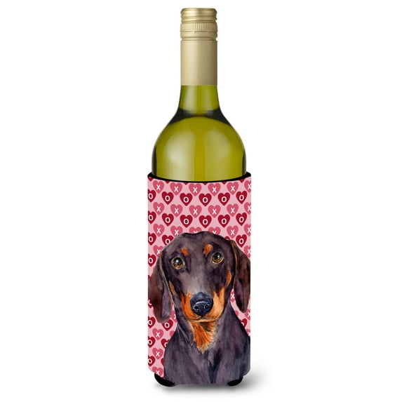 Carolines Treasures LH9133LITERK Dachshund Hearts Love and Valentines Day Portrait Wine Bottle Hugger Wine Bottle
