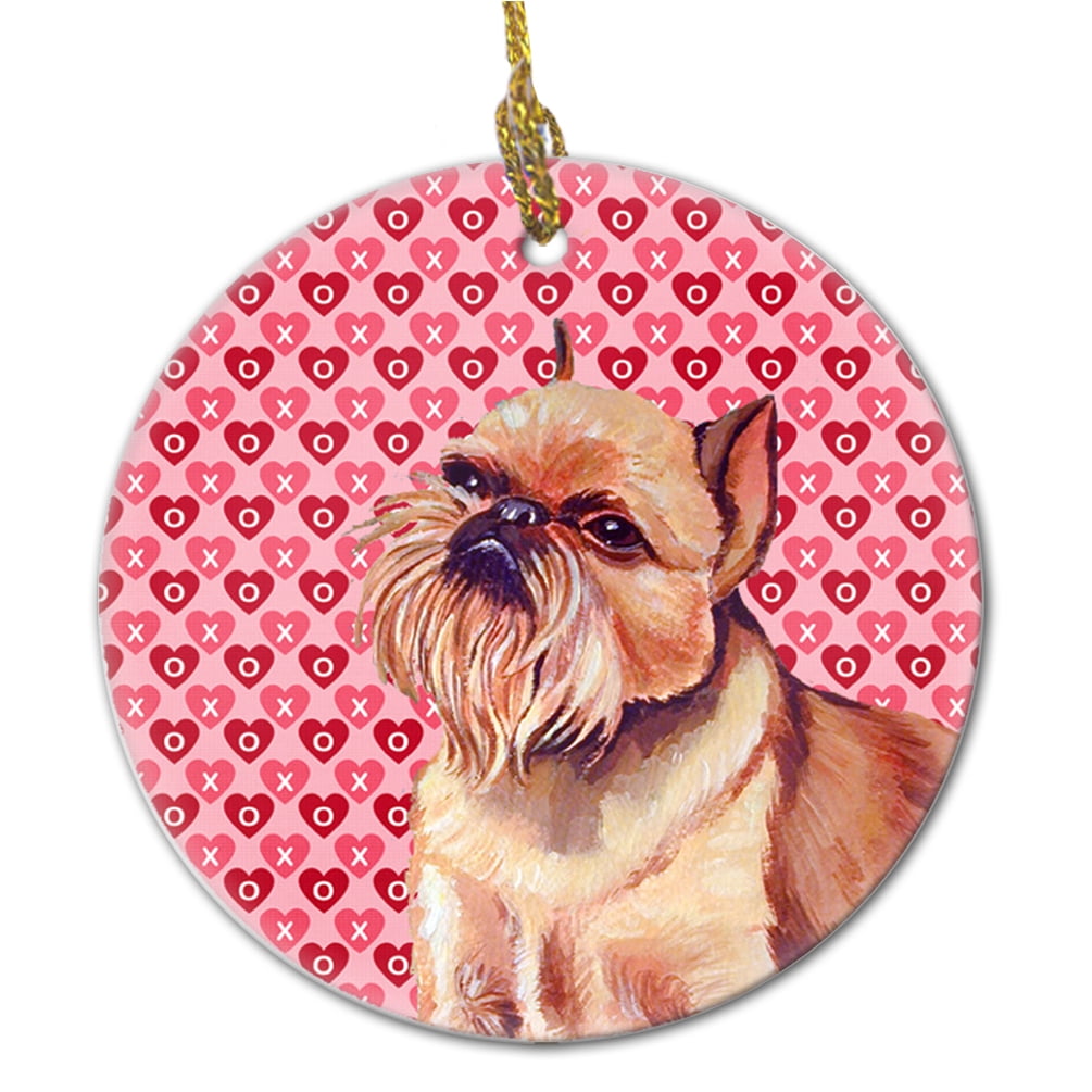 Carolines Treasures LH9134CO1 Brussels Griffon Valentines Love and Hearts Ceramic Ornament 3 in multicolor