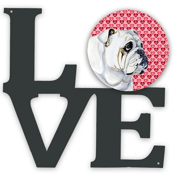 Bulldog English Hearts Love Valentine's Day Metal Wall Artwork LOVE
