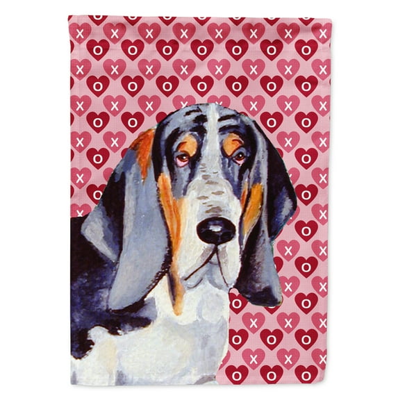 Carolines Treasures LH9147-FLAG-PARENT Basset Hound Hearts Love and Valentines Day Portrait Flag  multicolor