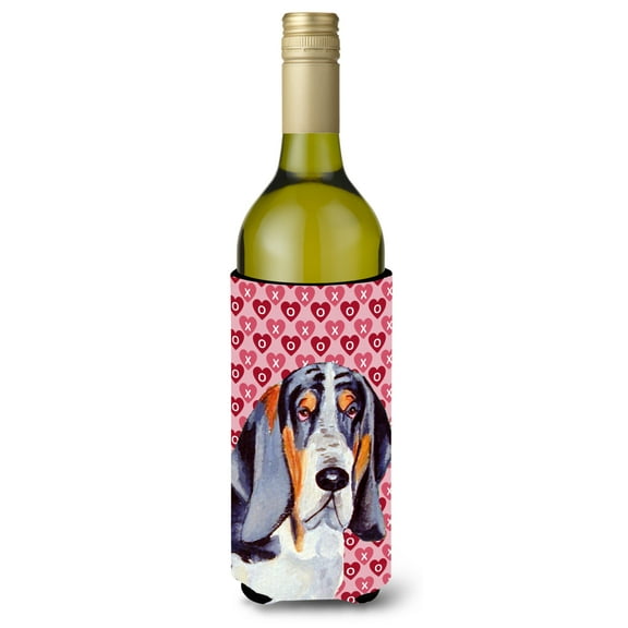 Carolines Treasures LH9147LITERK Basset Hound Hearts Love and Valentines Day Portrait Wine Bottle Hugger Wine Bottle