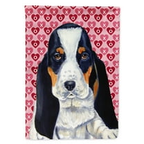 Carolines Treasures LH9149-FLAG-PARENT Basset Hound Hearts Love and Valentines Day Portrait Flag multicolor