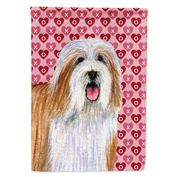 Carolines Treasures LH9150-FLAG-PARENT Bearded Collie Hearts Love and Valentines Day Portrait Flag multicolor