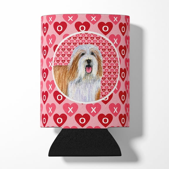 Carolines Treasures LH9150CC Bearded Collie Hearts Love and Valentines Day Portrait Can or Bottle Hugger Can Hugger