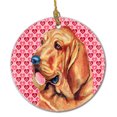 thumbnail image 1 of Carolines Treasures LH9151CO1 Bloodhound Valentines Love and Hearts Ceramic Ornament 3 in multicolor, 1 of 3