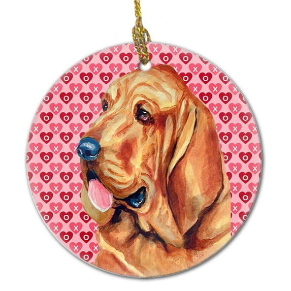 Carolines Treasures LH9151CO1 Bloodhound Valentines Love and Hearts Ceramic Ornament 3 in multicolor