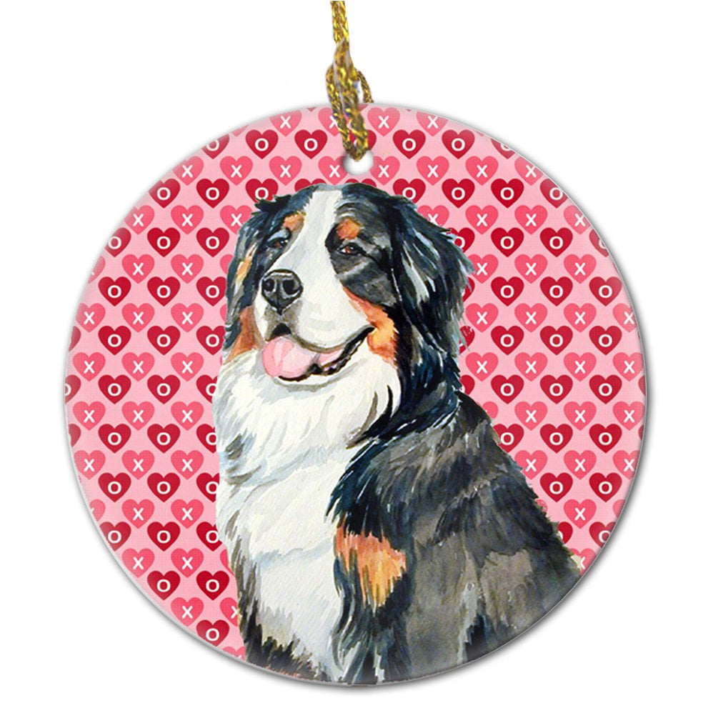 Carolines Treasures LH9154CO1 Bernese Mountain Dog Valentines Love and Hearts Ceramic Ornament 3 in multicolor