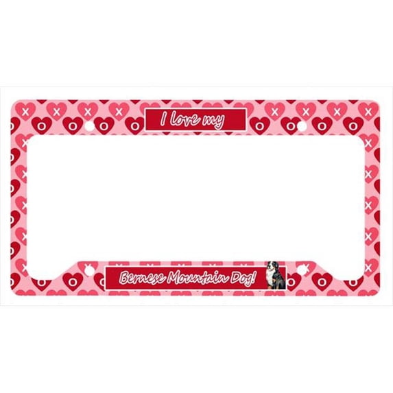Carolines Treasures LH9154LPF 12 x 6 in. Bernese Mountain Dog Valentines Love and Hearts License Plate Frame