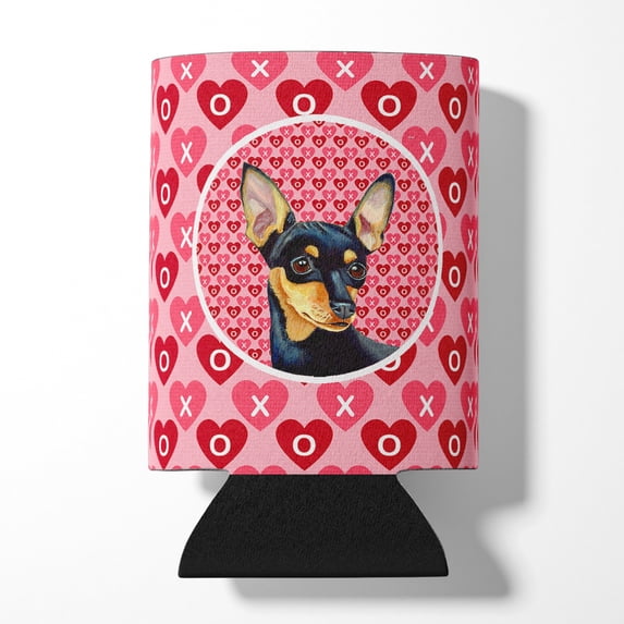 Carolines Treasures LH9155CC Min Pin Hearts Love and Valentines Day Portrait Can or Bottle Hugger Can Hugger multicolor