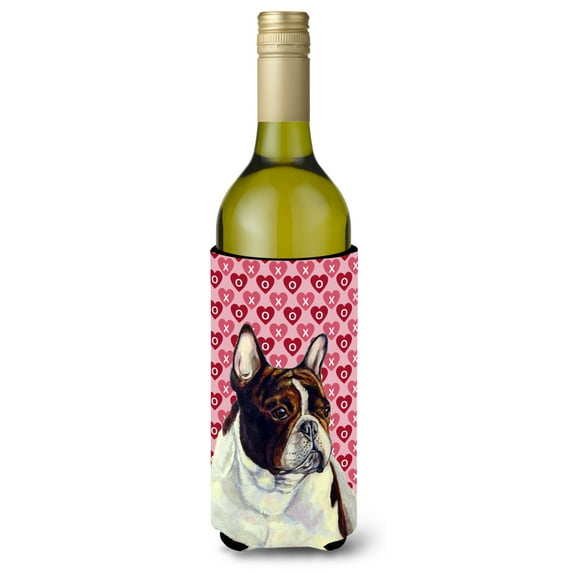 Carolines Treasures LH9157LITERK French Bulldog Hearts Love and Valentines Day Portrait Wine Bottle Hugger Wine Bottle