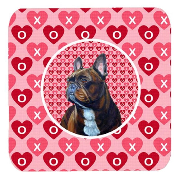 Carolines Treasures LH9160FC French Bulldog Valentines Love and Hearts Foam Coasters- Set - 4