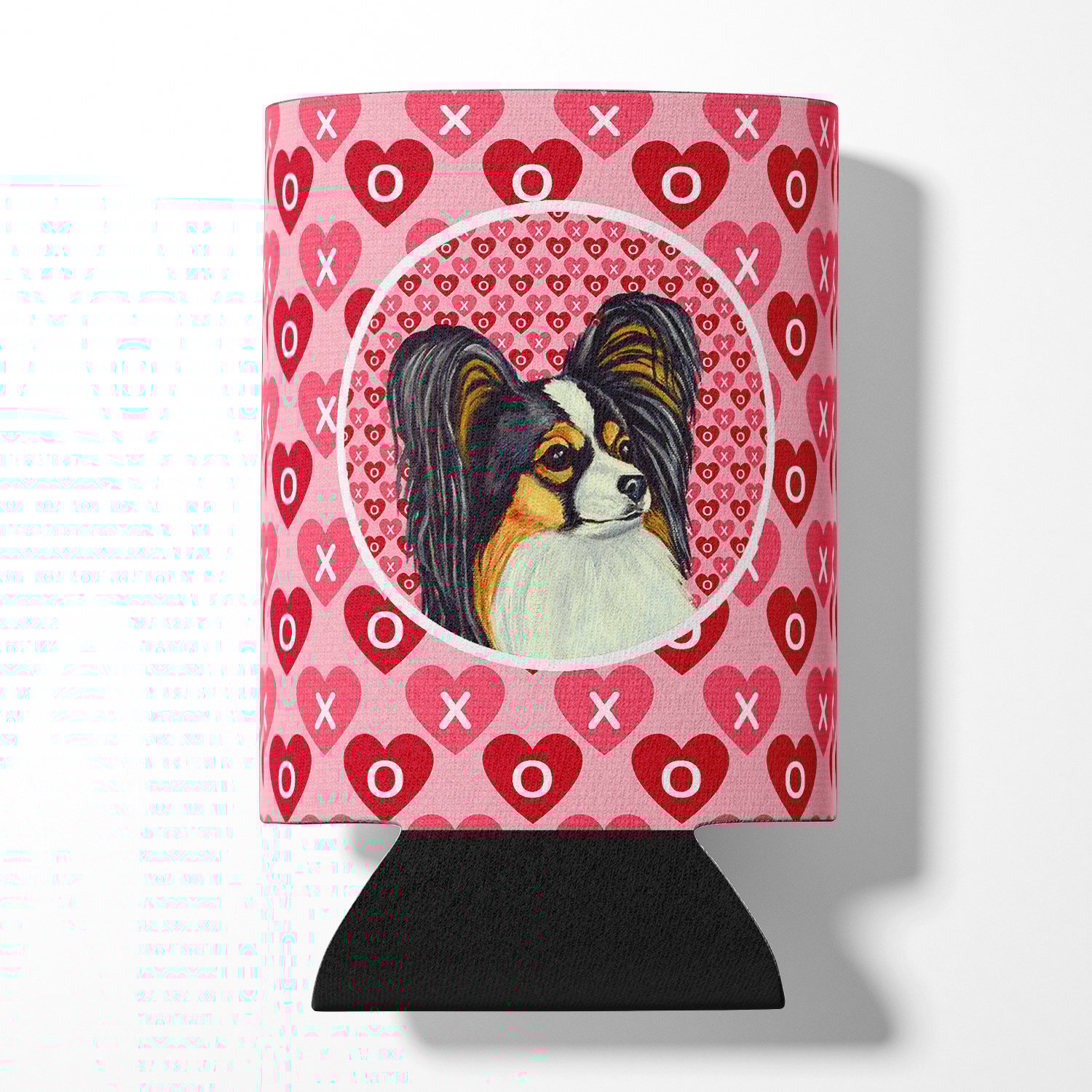 Carolines Treasures LH9165CC Papillon Hearts Love and Valentines Day Portrait Can or Bottle Hugger Can Hugger multicolor