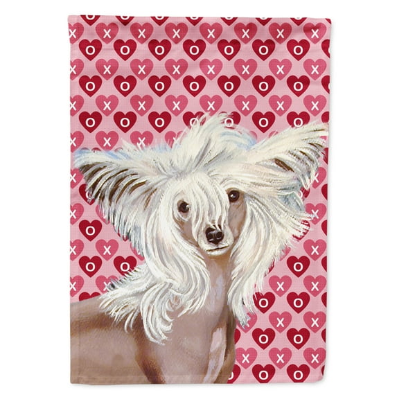 Carolines Treasures LH9167-FLAG-PARENT Chinese Crested Hearts Love and Valentines Day Portrait Flag  multicolor