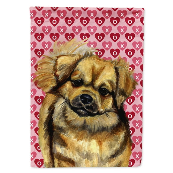 Carolines Treasures LH9169-FLAG-PARENT Tibetan Spaniel Hearts Love Valentines Day Flag multicolor