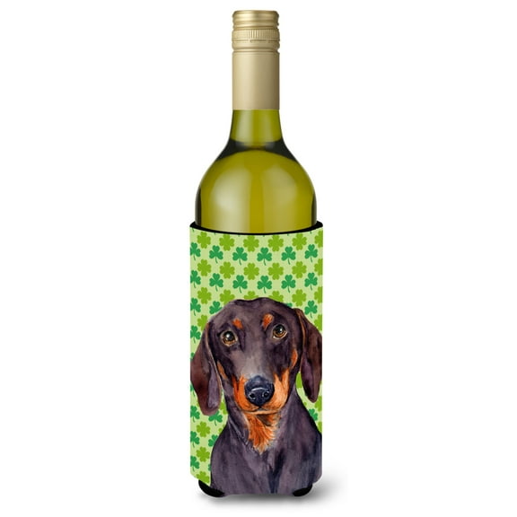 Carolines Treasures LH9178LITERK Dachshund St. Patricks Day Shamrock Portrait Wine Bottle Hugger Wine Bottle multicolor