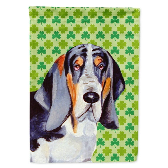 Carolines Treasures LH9192-FLAG-PARENT Basset Hound St. Patricks Day Shamrock Portrait Flag  multicolor