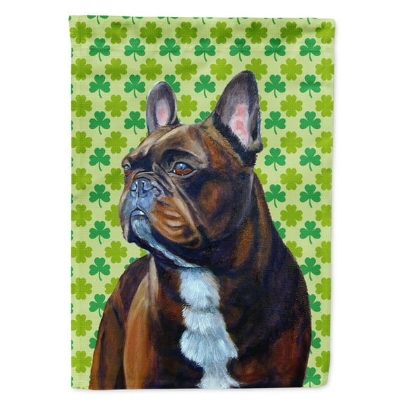 French Bulldog St. Patrick's Day Shamrock Portrait Garden Flag