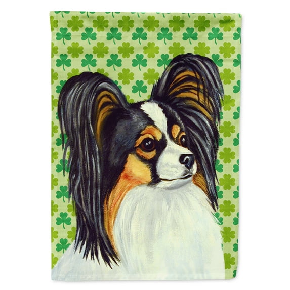 Carolines Treasures LH9210-FLAG-PARENT Papillon St. Patricks Day Shamrock Portrait Flag  multicolor