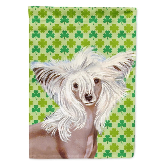 Carolines Treasures LH9212-FLAG-PARENT Chinese Crested St. Patricks Day Shamrock Portrait Flag  multicolor