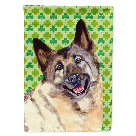 Carolines Treasures LH9218-FLAG-PARENT Norwegian Elkhound St. Patricks Day Shamrock Portrait Flag  multicolor