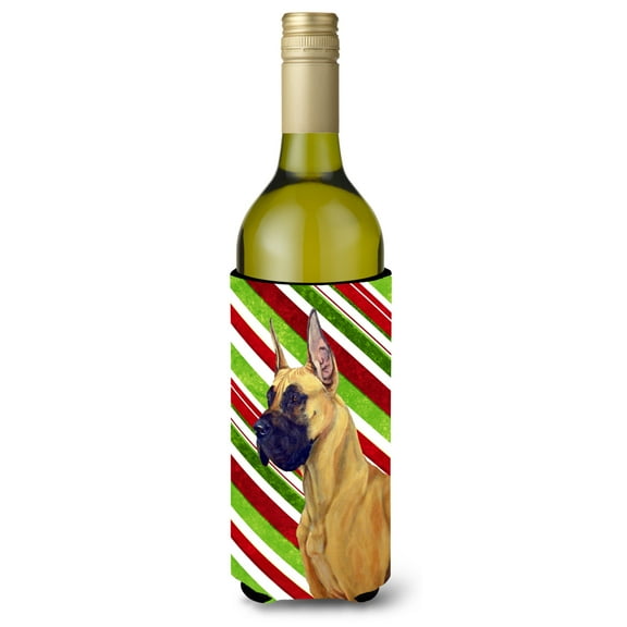 Carolines Treasures LH9220LITERK Great Dane Candy Cane Holiday Christmas Wine Bottle Hugger Wine Bottle multicolor