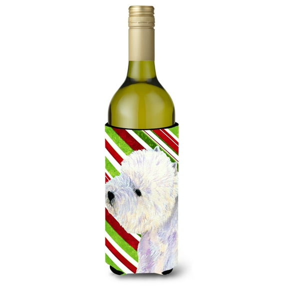 Carolines Treasures LH9225LITERK Westie Candy Cane Holiday Christmas Wine Bottle Hugger Wine Bottle multicolor