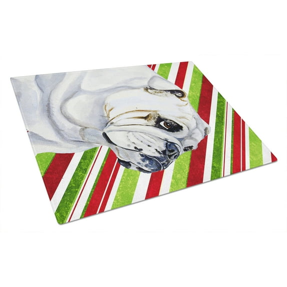 Carolines Treasures LH9229LCB Bulldog English Candy Cane Holiday Christmas Glass Cutting Board Large, 12H x 16W,