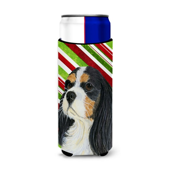 Carolines Treasures LH9234MUK Cavalier Spaniel Candy Cane Holiday Christmas Ultra Hugger for slim cans Slim Can