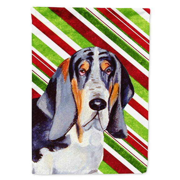 Carolines Treasures LH9237-FLAG-PARENT Basset Hound Candy Cane Holiday Christmas  Flag  multicolor
