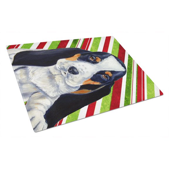 Carolines Treasures LH9239LCB Basset Hound Candy Cane Holiday Christmas Glass Cutting Board Large, 12H x 16W, multicolor