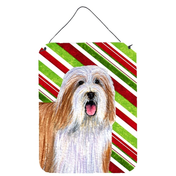 Bearded Collie Candy Cane Holiday Christmas Wall or Door Hanging Prints