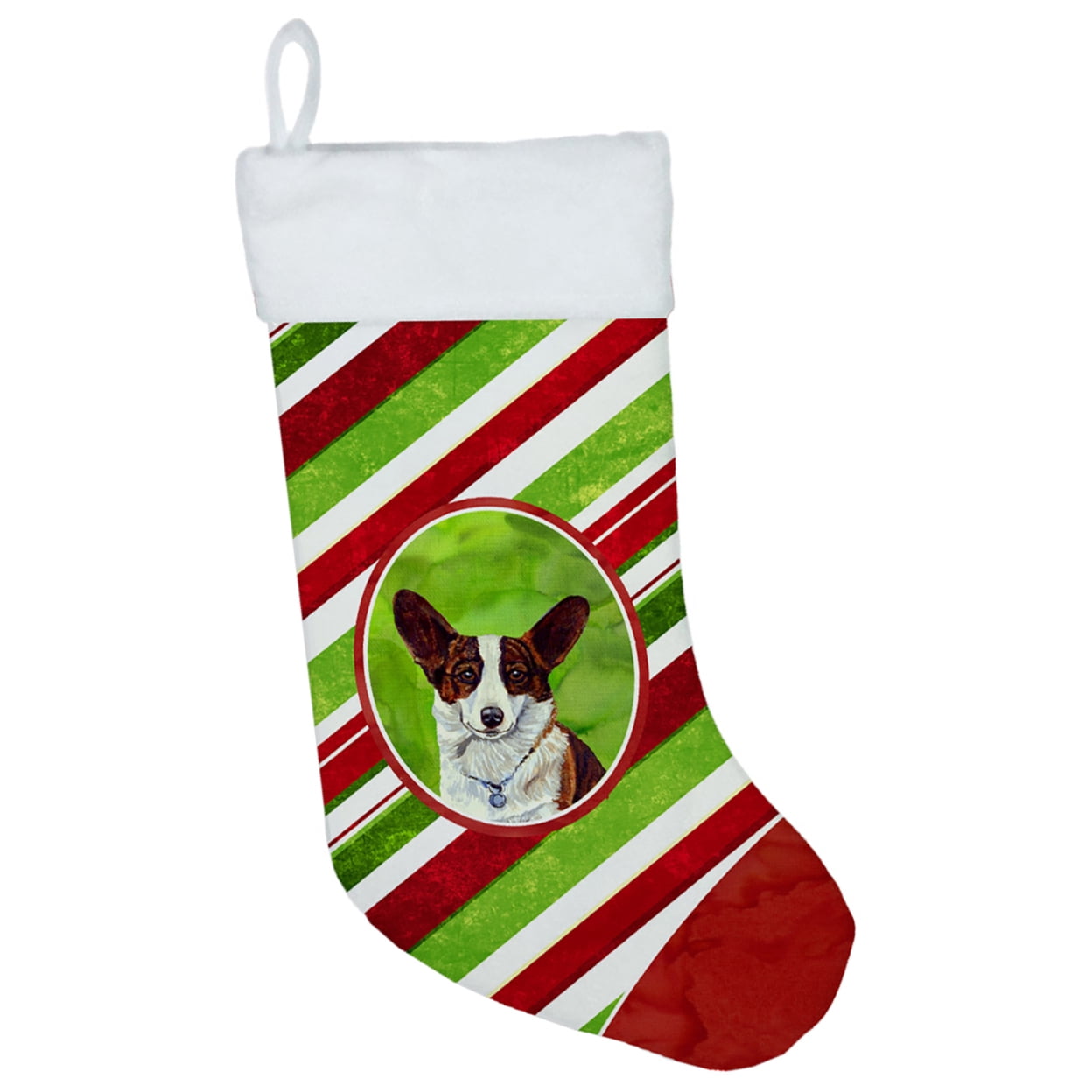 Carolines Treasures LH9243-CS Corgi Candy Cane Holiday Christmas Christmas Stocking LH9243 Large multicolor