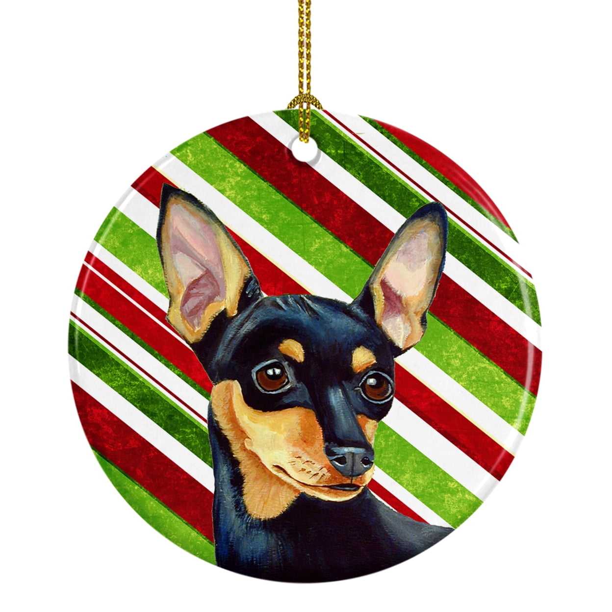 Min Pin Candy Cane Holiday Christmas Ceramic Ornament LH9245