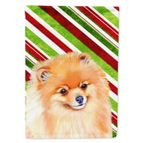 Carolines Treasures LH9260CHF 28 x 40 in. Pomeranian Candy Cane Holiday Christmas House Size Canvas Flag