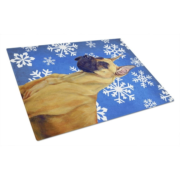 Carolines Treasures LH9265LCB Great Dane Winter Snowflakes Holiday Glass Cutting Board Large, 12H x 16W, multicolor