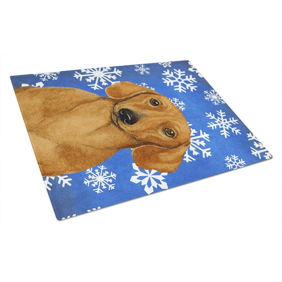 Carolines Treasures LH9267LCB Dachshund Winter Snowflakes Holiday Glass Cutting Board Large, 12H x 16W, multicolor