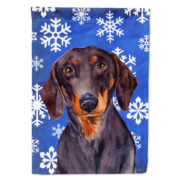 Carolines Treasures LH9268-FLAG-PARENT Dachshund Winter Snowflakes Holiday Flag  multicolor