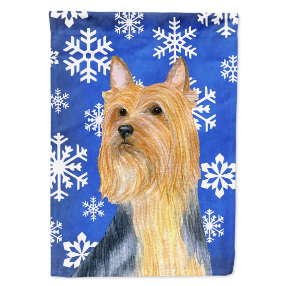 Carolines Treasures LH9271-FLAG-PARENT Silky Terrier Winter Snowflakes Holiday Flag multicolor