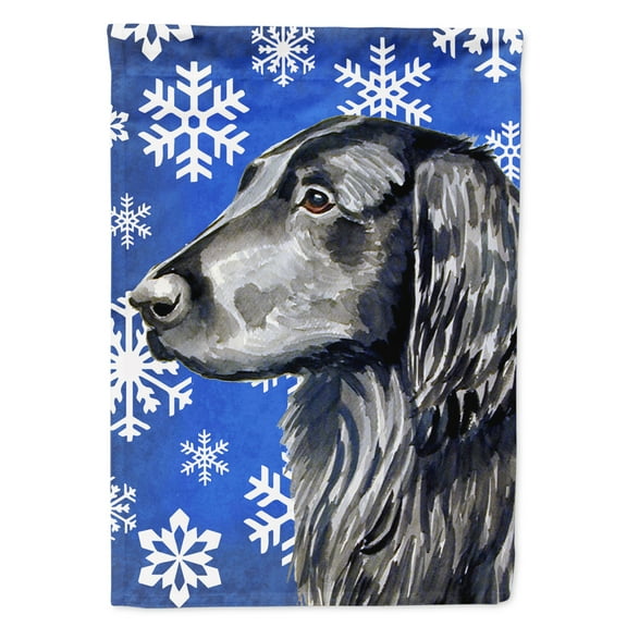 Carolines Treasures LH9276-FLAG-PARENT Flat Coated Retriever Winter Snowflakes Holiday Flag  multicolor