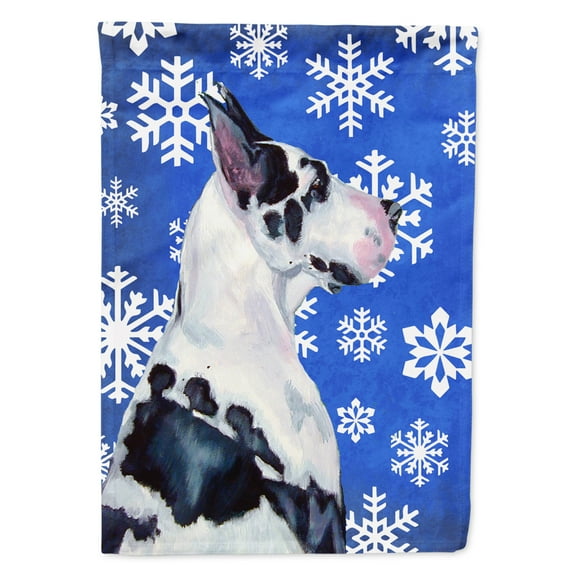 Carolines Treasures LH9281-FLAG-PARENT Great Dane Winter Snowflakes Holiday Flag multicolor
