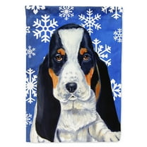 Carolines Treasures LH9284-FLAG-PARENT Basset Hound Winter Snowflakes Holiday Flag  multicolor