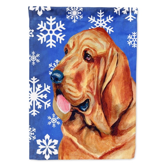 Carolines Treasures LH9286-FLAG-PARENT Bloodhound Winter Snowflakes Holiday Flag  multicolor