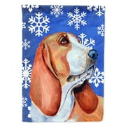 Carolines Treasures LH9287-FLAG-PARENT Basset Hound Winter Snowflakes Holiday Flag multicolor