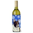 thumbnail image 1 of Carolines Treasures LH9292LITERK French Bulldog Winter Snowflakes Holiday Wine Bottle Hugger Wine Bottle multicolor, 1 of 1