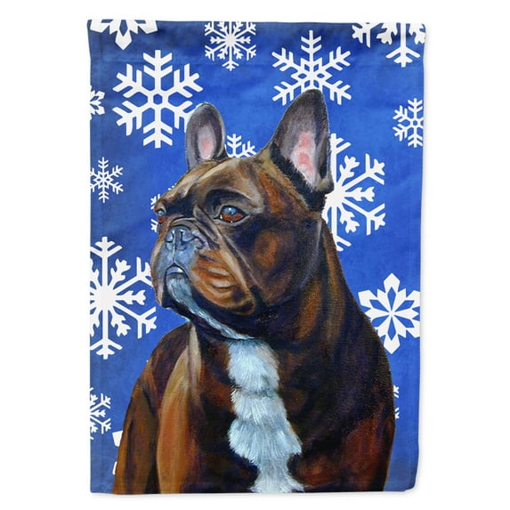 Carolines Treasures LH9295-FLAG-PARENT French Bulldog Winter Snowflakes Holiday Flag multicolor