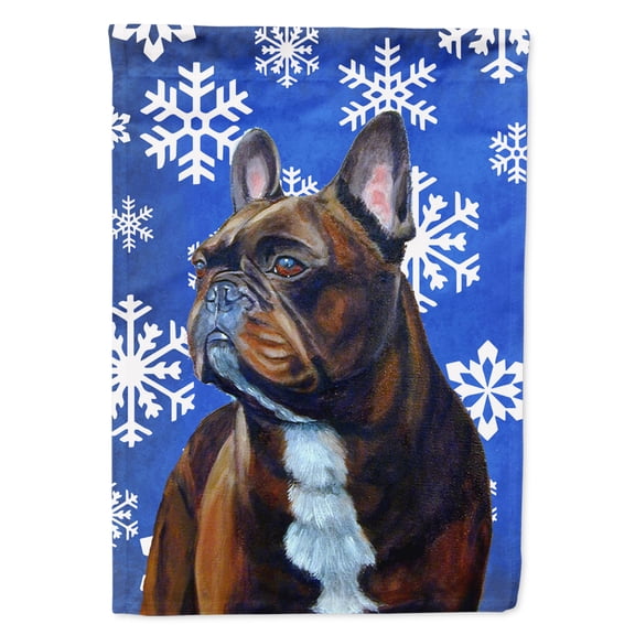 Carolines Treasures LH9295-FLAG-PARENT French Bulldog Winter Snowflakes Holiday Flag  multicolor
