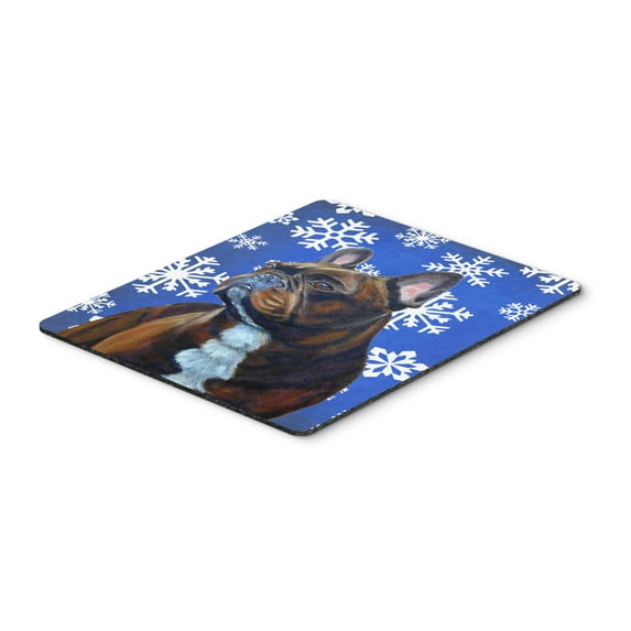 Carolines Treasures LH9295MP "French Bulldog Winter Snowflakes Holiday Mouse Pad Hot Pad or Trivet" Large multicolor