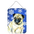 thumbnail image 1 of Carolines Treasures LH9297DS1216 Pug Winter Snowflakes Holiday Wall or Door Hanging Prints 12WX16H multicolor, 1 of 2