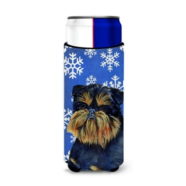 Carolines Treasures LH9298MUK Brussels Griffon Winter Snowflakes Holiday Ultra Hugger for slim cans Slim Can multicolor
