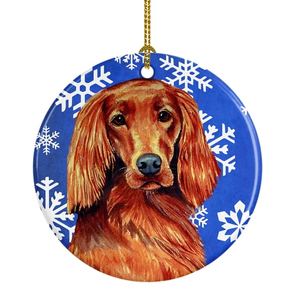 Irish Setter Winter Snowflake Holiday Ceramic Ornament LH9299